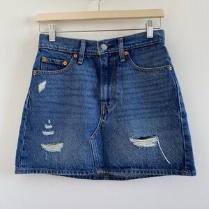 Levi's Blue Distressed Jean Mini Skirt Size 25 Rodeo Western Festival